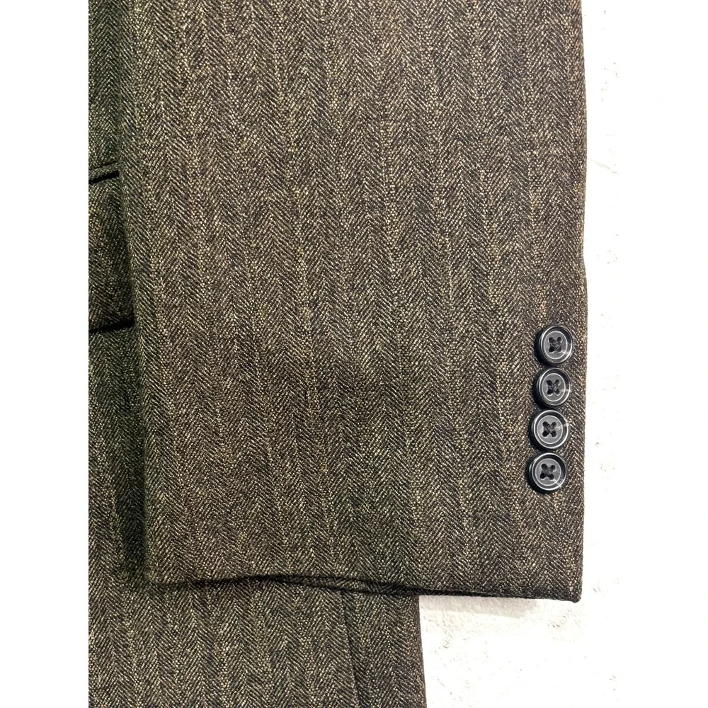 Jos A Bank 40R Brown Herringbone Tweed‎ Blazer Jacket Sport Suit Coat Wool